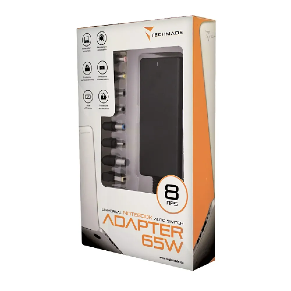 TECHMADE Alimentatore Universale per Notebook 65W TECHMADE Alimentatore Universale per Notebook 65W